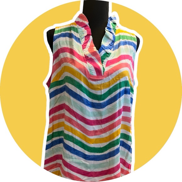 Crown & Ivy sleeveless top with ruffle v-neck - Picture 1 of 1